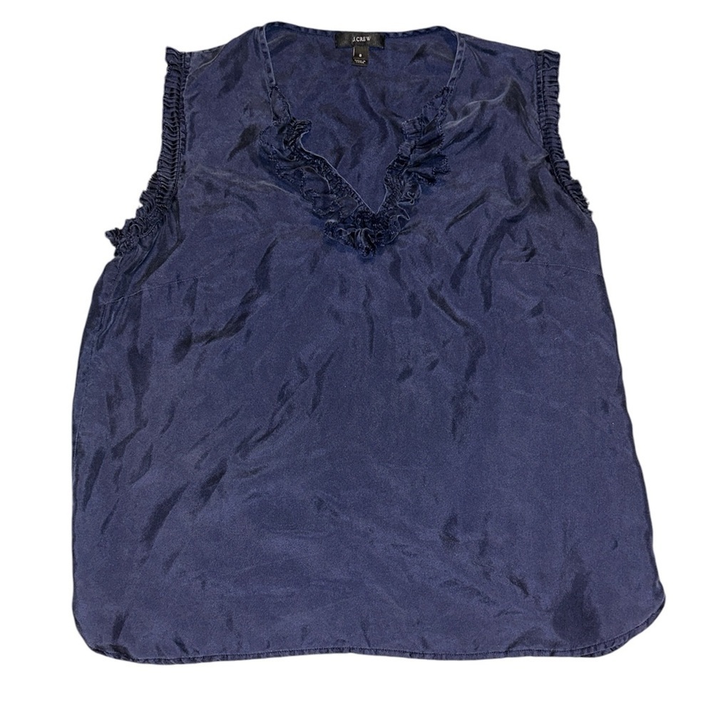 J. Crew Ruffled Neck Silk Sleeveless Blouse